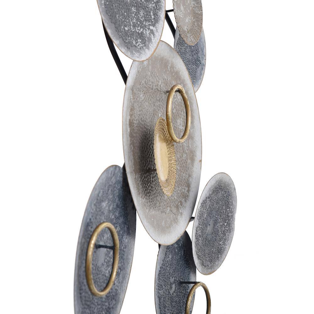 Nobu Gold and Silver Hammered Metal Abstract Wall Art