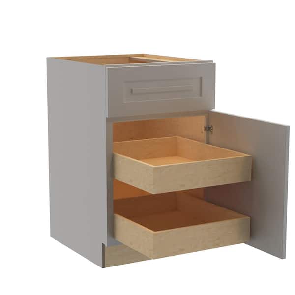 Home Decorators Collection Grayson 21 in. W x 24 in. D x 34.5 in. H Assembled Plywood Base Kitchen Cabinet in Pearl Gray with 2ROT Spice RH