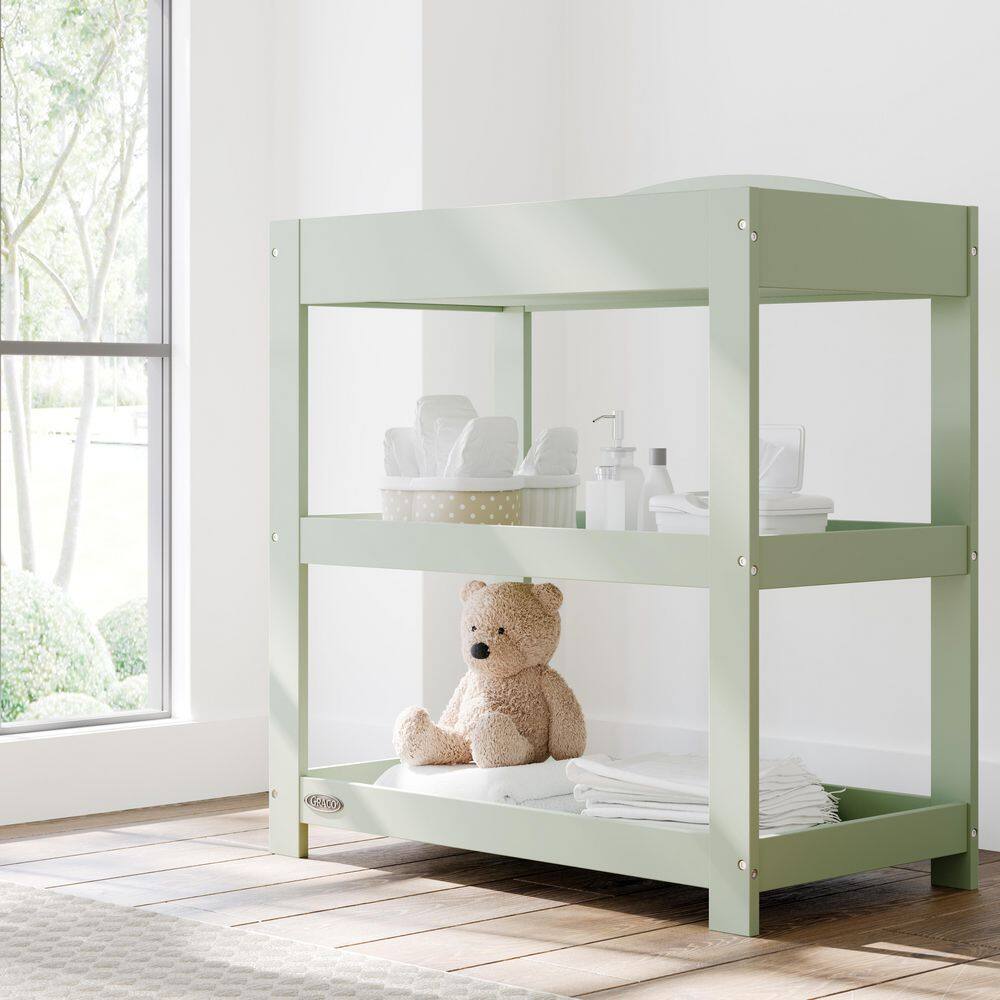 Customizable Sage Changing Table with Water-Resistant Changing Pad