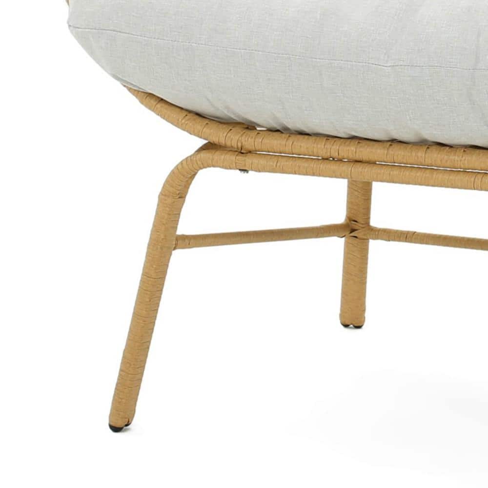 Palos Light Brown Wicker Outdoor Loveseat with Gray Cushions