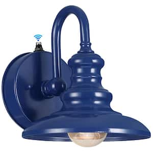 Modern 8.07 in. Blue Dusk to Dawn Indoor/Outdoor Hardwired Barn Sconce with No Bulbs Included