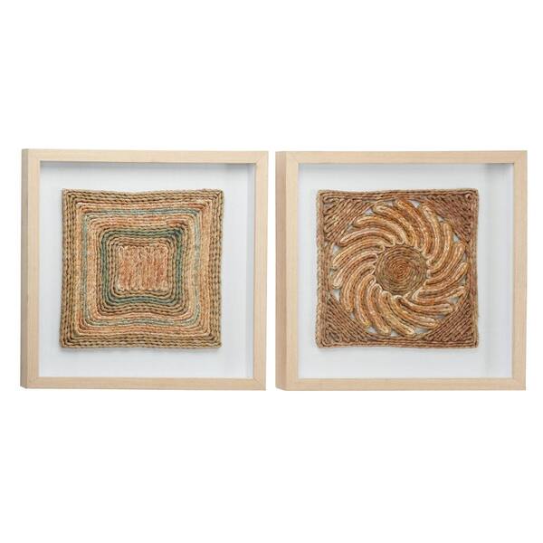 洋書 The art of wood and tone Litton Lane Abstract Earth Tone Rope and Wood Wall Art, Set