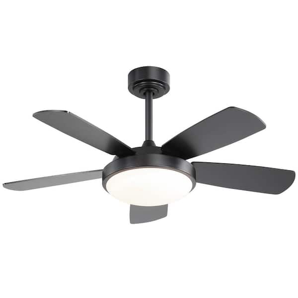 LINJO 42 in. Indoor Black Durable MDF Fan Blade 6 Speeds Ceiling Fan with Remote and Reversible DC Motor