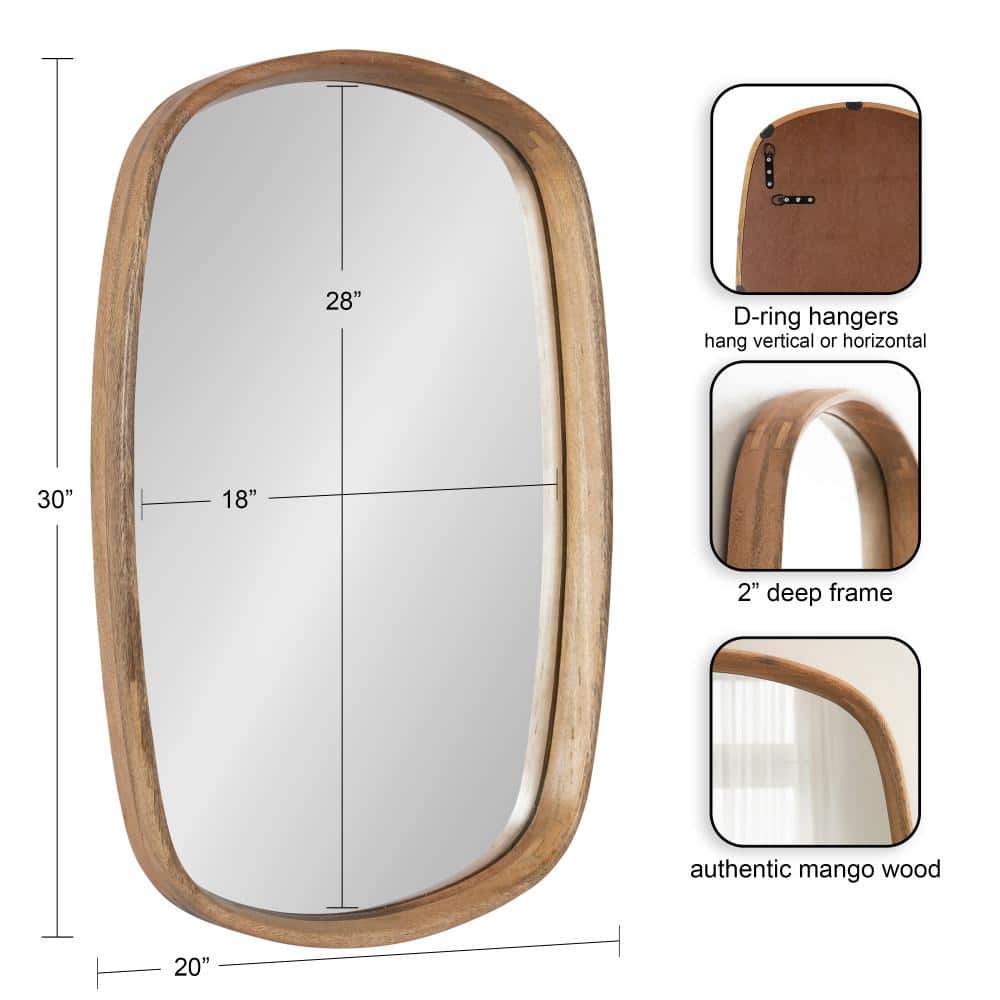 Natural Mango Wood Rectangular Vanity Wall Mirror