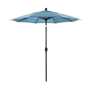 7.5 ft. Black Aluminum Pole Aluminum Ribs Market Push Tilt Crank Lift Outdoor Patio Umbrella in Dolce Oasis Sunbrella