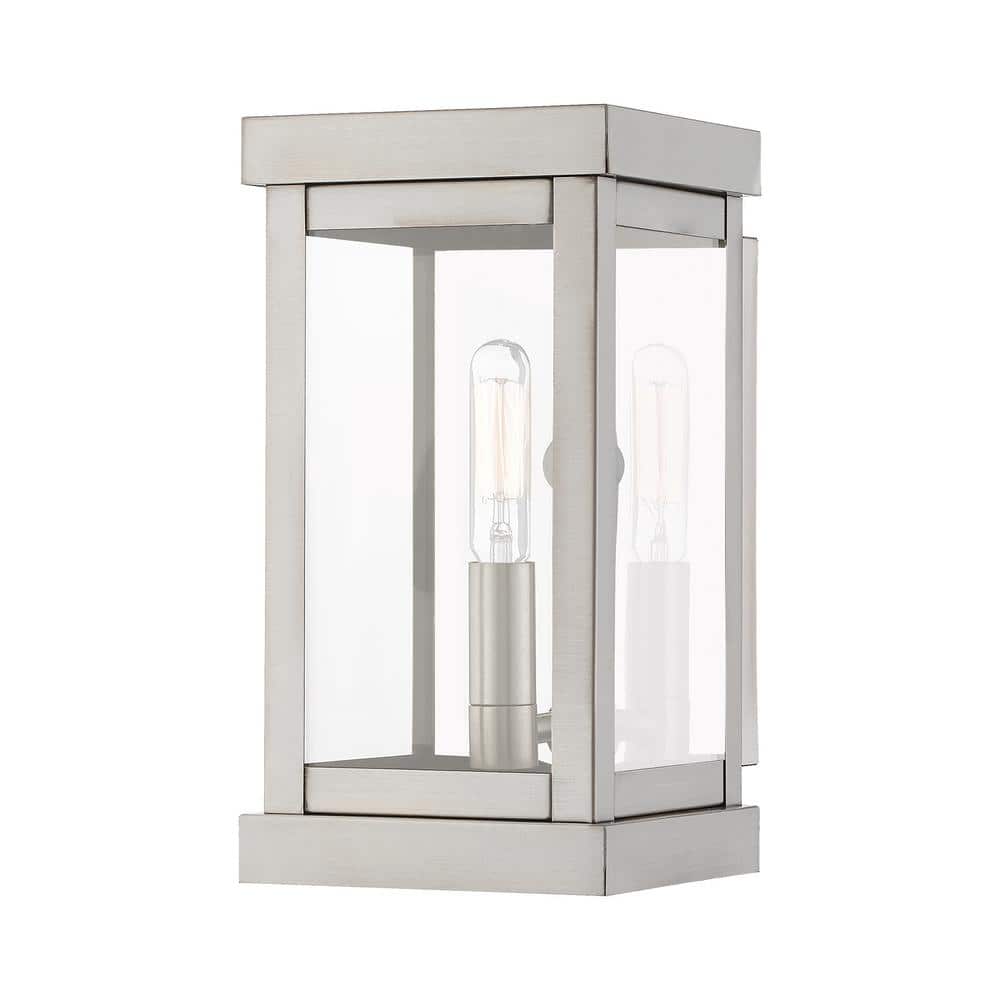 Wessex 9.5 in. 1-Light Brushed Nickel Outdoor Hardwired Wall Lantern Sconce with No Bulbs Included price history on PriceWatchPro