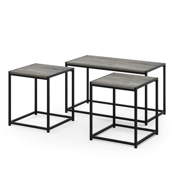 Furinno Camnus Modern Living 3-Piece 30 in. Oak/Gray Medium Rectangle Wood Coffee Table Set