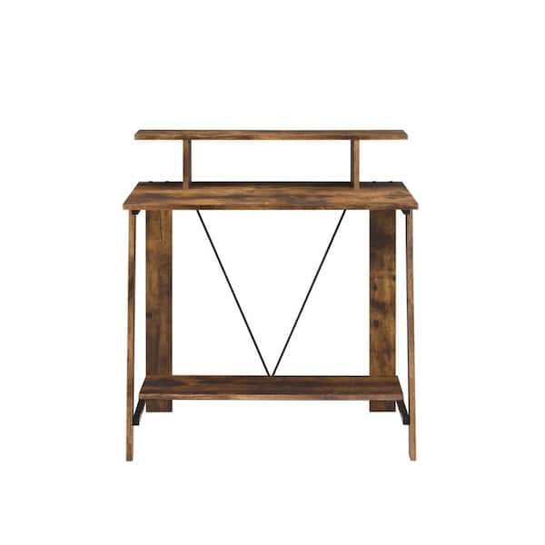 Venetian Worldwide Nypho 32 in. Rectangular Metal Black and Weathered Oak Writing Desk