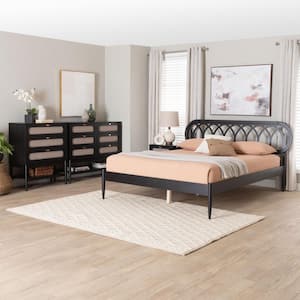 Florica 4-Piece Black Wood Queen Bedroom Set