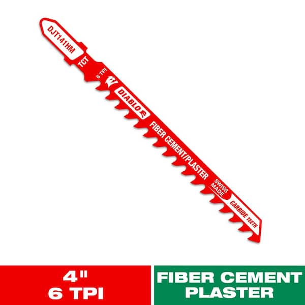 DIABLO 4 in. 6 TPI Carbide T-Shank Jig Saw Blade for Fiber Cement and Plaster