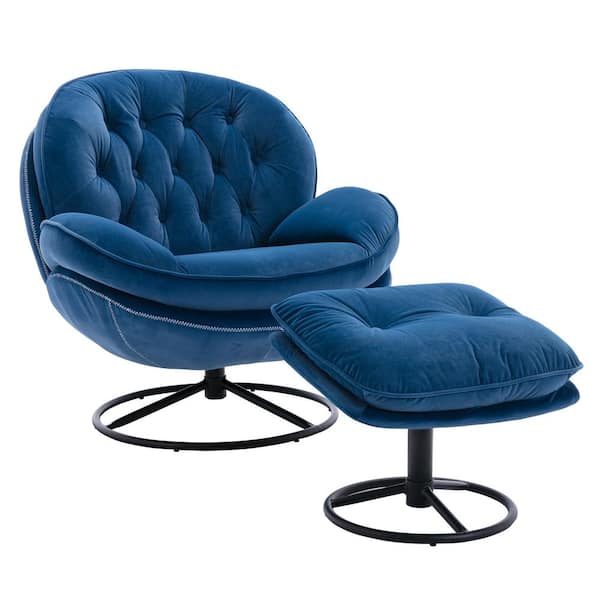 chair and a half with ottoman blue