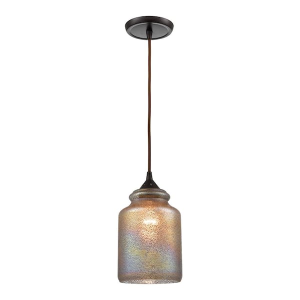 Titan Lighting Isleton 1-Light Oil Rubbed Bronze Mini Pendant Light with Glass Shade