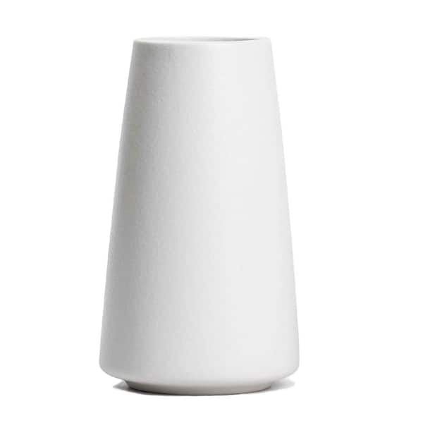 Afoxsos Ceramic Flower Vase Minimalism Style for Modern Table Shelf Home Decor, Solid White