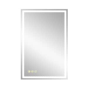 20 in. W x 30 in. H Rectangular Frameless Anti-Fog Wall Mounted LED Light Bathroom Vanity Mirror in Silver