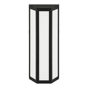 Porterdale 12 in. Sand Black Hardwired LED Outdoor Wall Lantern Sconce with Integrated LED