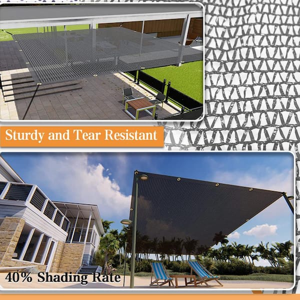 40% Garden Sunblock Shade Cloth, 14 ft. x 20 ft. Durable Taped Edge with  Grommets UV Resistant Black Garden Shade Net