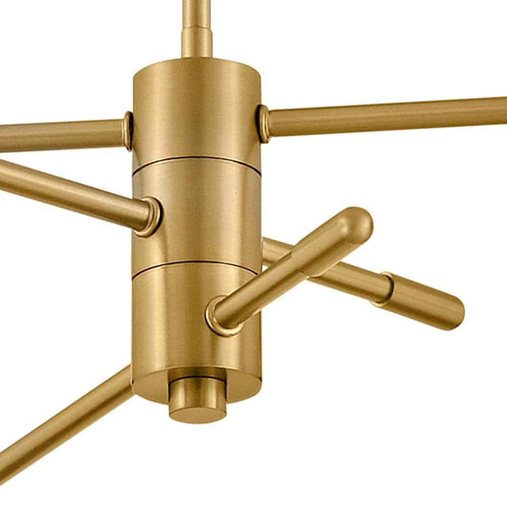Lacquered Brass and White 30" 3-Light Chandelier