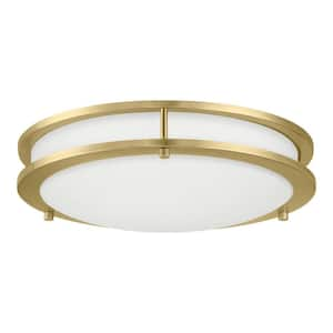 Flaxmere 14 in. Modern Brushed Gold 3 CCT Integrated LED Flush Mount for Kitchens or Bedrooms