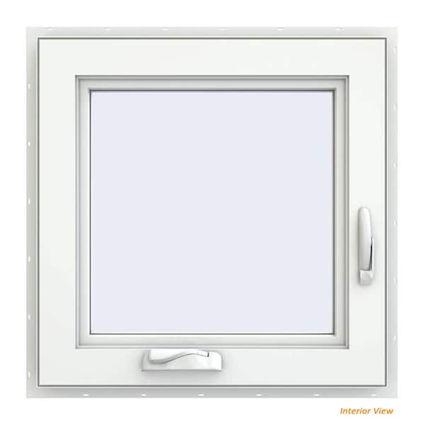 JELD-WEN 23.5 in. x 23.5 in. V-4500 Series White Vinyl Right-Handed Casement Window with Fiberglass Mesh Screen
