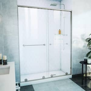 Harmony 60 in. W x 76 in. H Sliding Semi Frameless Shower Door in Brushed Nickel with Clear Glass