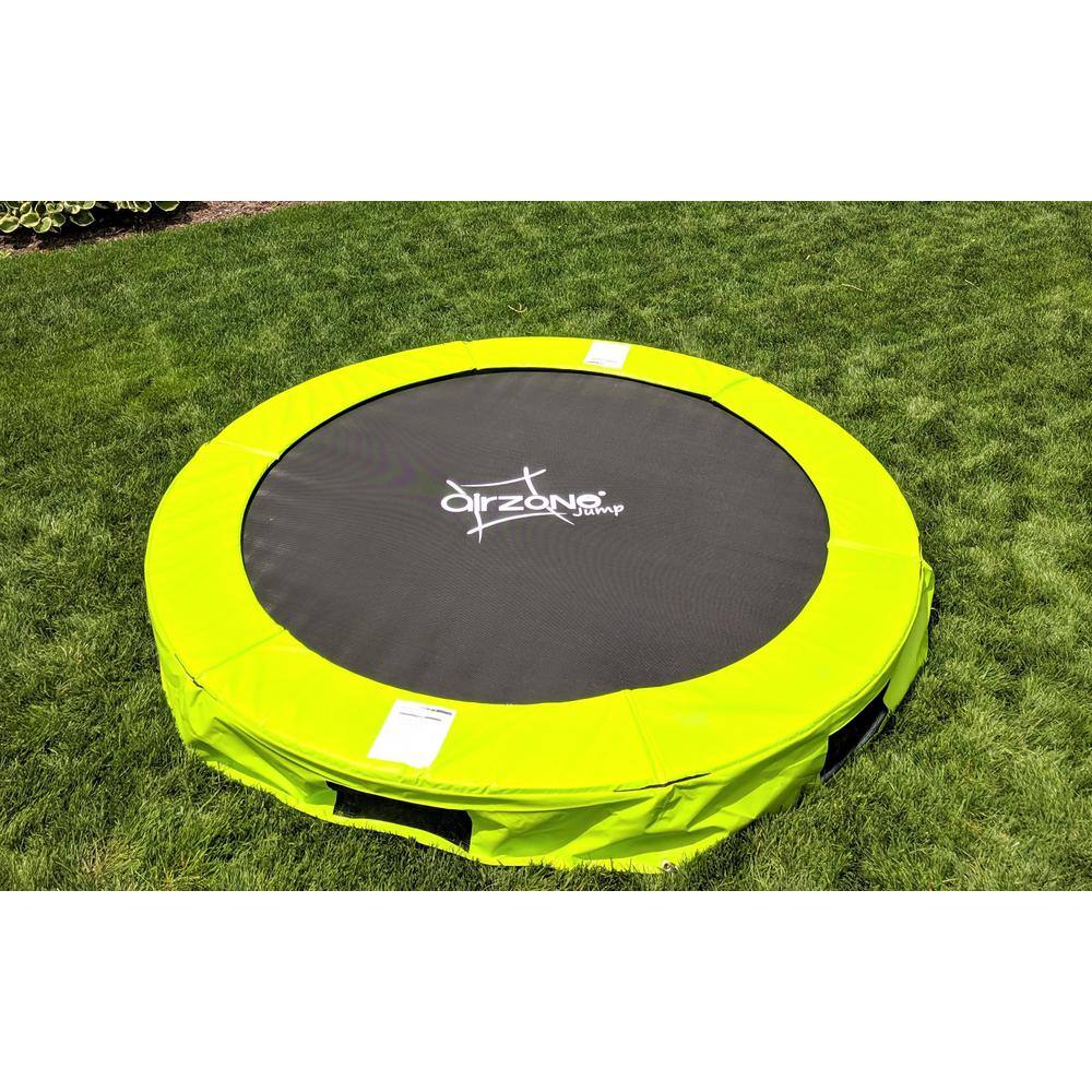 8' Green Round In-Ground Springless Trampoline with Enclosure