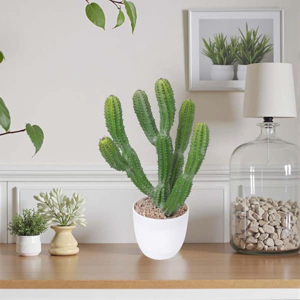 Afoxsos 7.9 in. 16 in. Green Indoor Outdoor Artificial Cactus