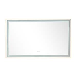 84 in. W x 36 in. H Rectangular Aluminium Framed Anti-Fog Dimmable LED Wall Bathroom Vanity Mirror in Gold