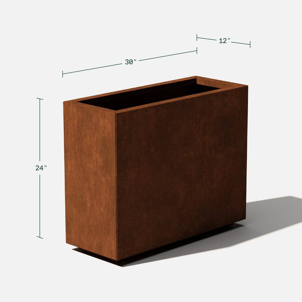 Elegant Corten Steel Rust Finish 24" Outdoor Planter