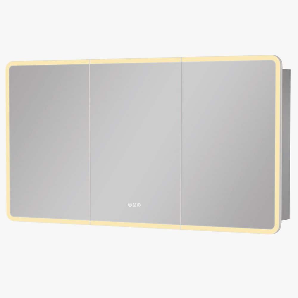 Aura 54 in. W x 32 in. H Large Rectangular Aluminum Recessed/Surface Mount Dimmable Medicine Cabinet with Mirror price history on PriceWatchPro