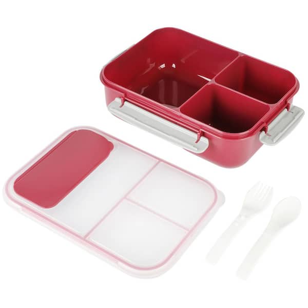 Microwaveable Double-layer Compartment Lunch Box With Fork Spoon,  Fresh-keeping Food Containers - Temu