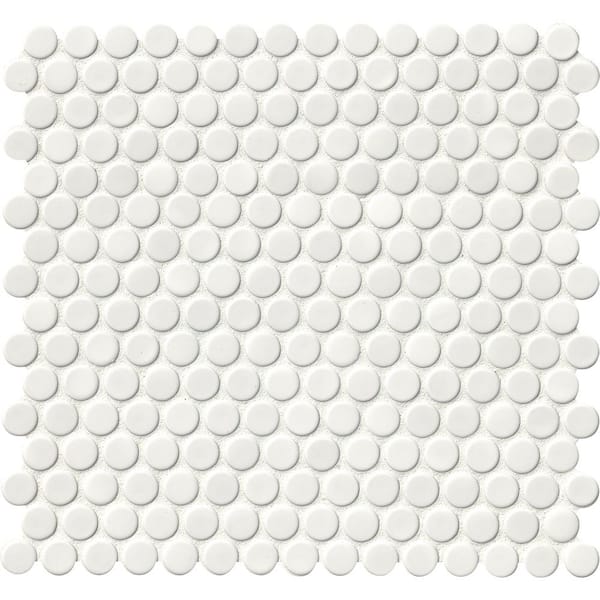 MSI Penny Round Bianco 12 in. x 13 in. Glossy Ceramic Floor and Wall Tile (0.96 sq. ft./Each)