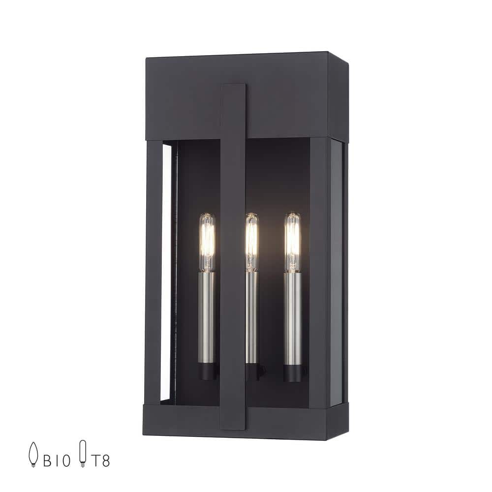 Berksford 17 in. 3-Light Black Outdoor Hardwired Wall Lantern Sconce with No Bulbs Included price history on PriceWatchPro