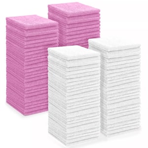 Microfiber Pink/White Cleaning Cloths (Pack of 100)