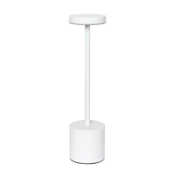 Simple Designs 12.75 in. Mushroom Magic Novelty Disc Dimming and Rechargeable Cordless 4-Way Touch Sensor Stick Desk Lamp, White
