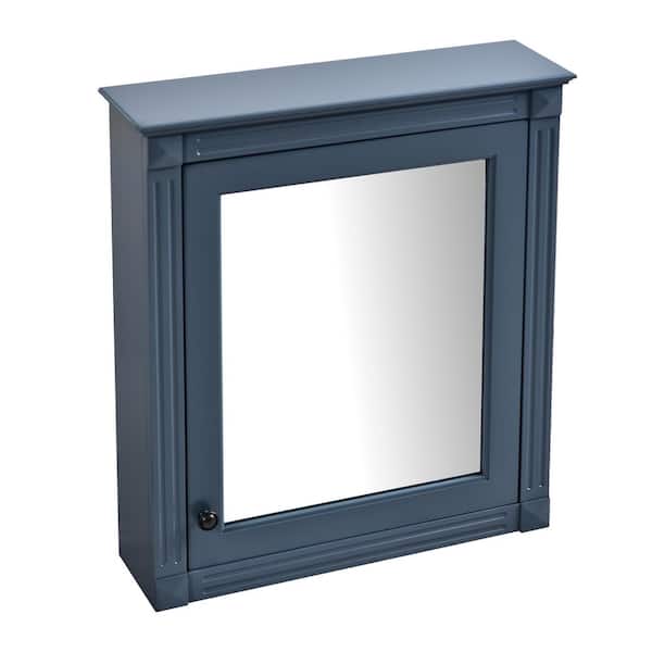Unbranded Blue 24.01 in. W x 27.76 in. H Cottage Rectangle MDF Framed Mirror Wall Mirror Bathroom Vanity Mirror