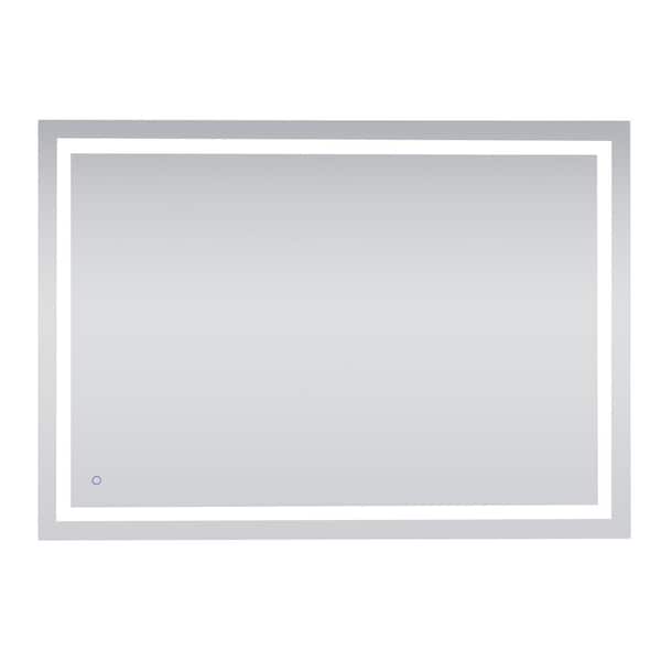 Unbranded Timeless Home 60 in. W x 42 in. H Rectangle Frameless Silver LED Mirror