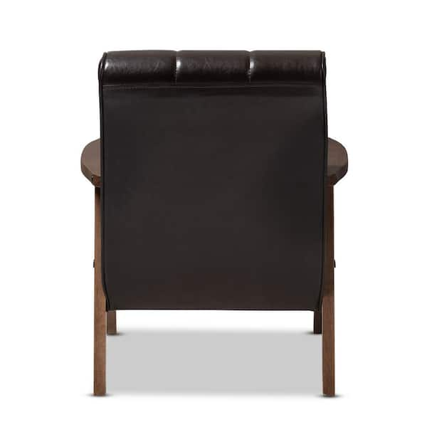 Baxton Studio Masterpiece Mid Century Dark Brown Faux Leather