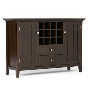 Bedford Solid Wood 54 in. Wide Transitional Sideboard Buffet Credenza and Wine Rack in Dark Tobacco Brown