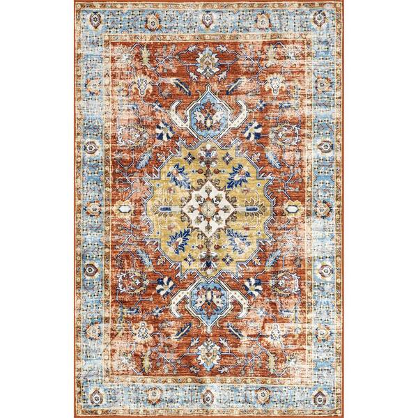 nuLOOM Edina Traditional Faded Machine Washable Rust 8 ft. x 10 ft. Area Rug SVTX05A8010 The
