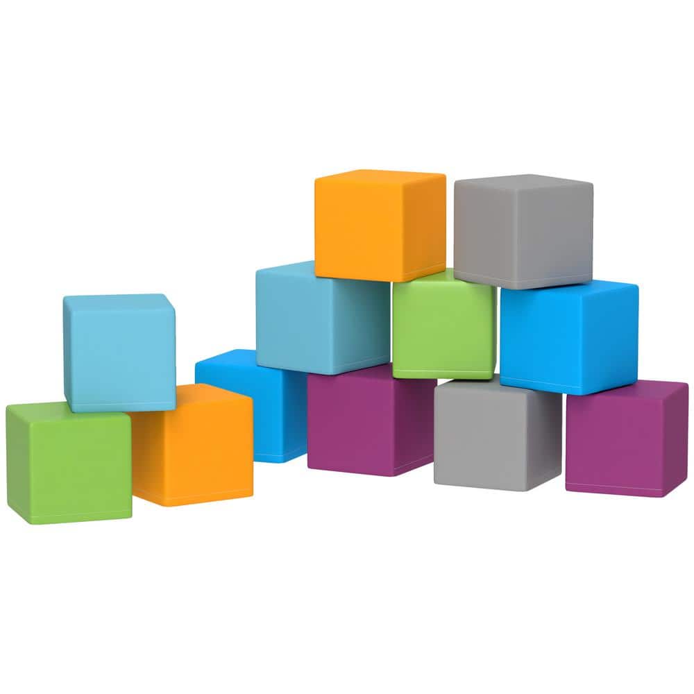 Multicolor 12-Piece Soft Play Blocks Soft Foam Toy Building and Stacking Bl