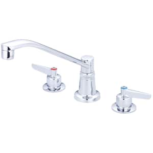 Double-Handle Concealed Ledge Standard Kitchen Faucet in Polished Chrome
