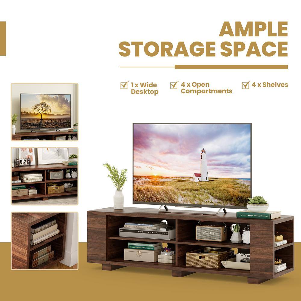 Elegant 59'' Walnut Engineered Wood TV Stand with Ample Storage
