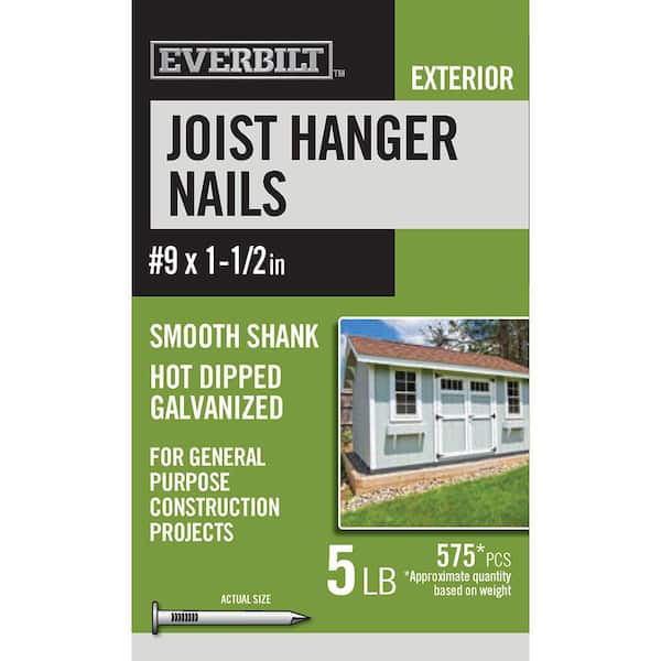 Everbilt #9 1-1/2 in. Joist Hanger Nails Hot Dipped Galvanized 5 lbs (Approximately 575 Pieces)