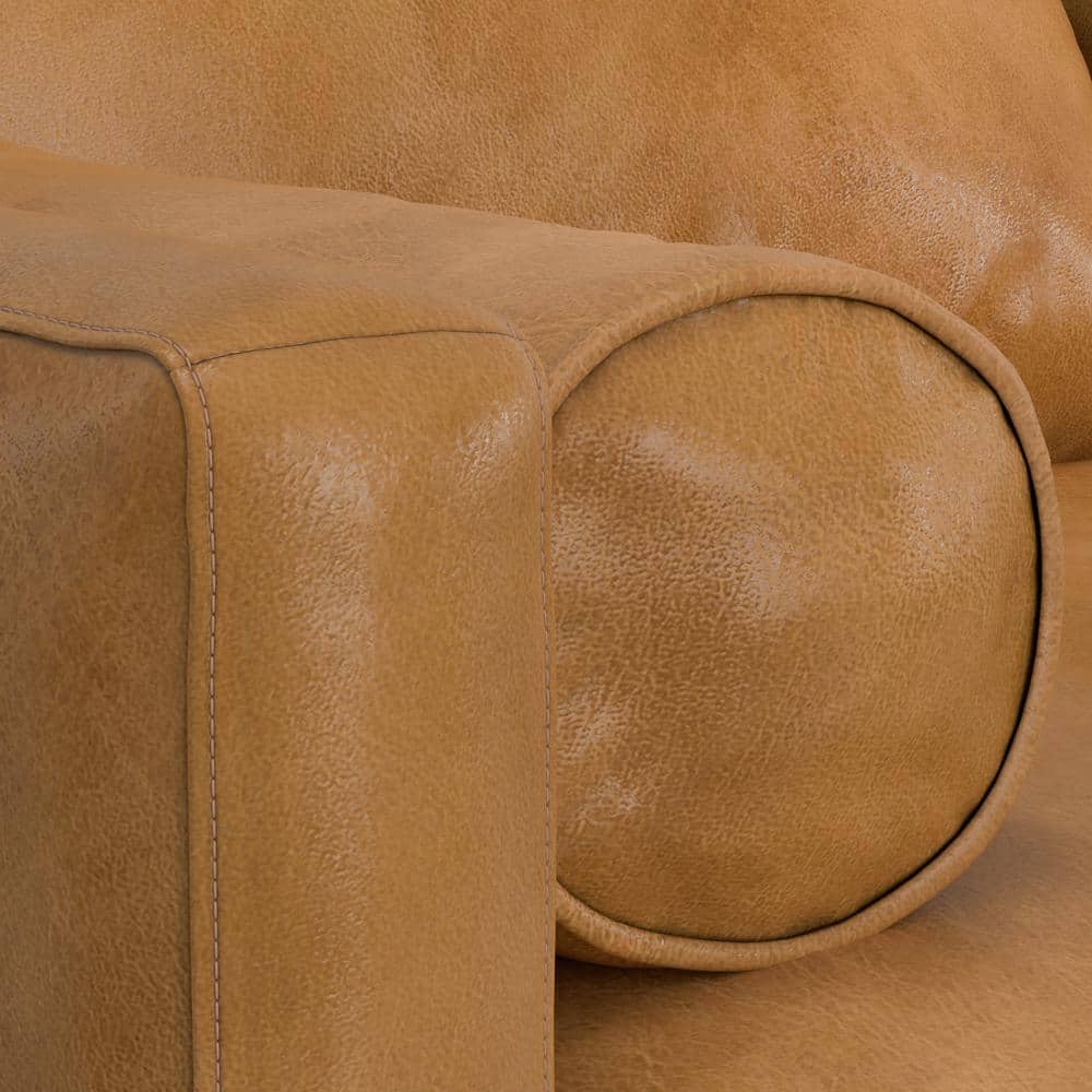 Sienna Leather L-Shaped Sectional Sofa with Ottoman