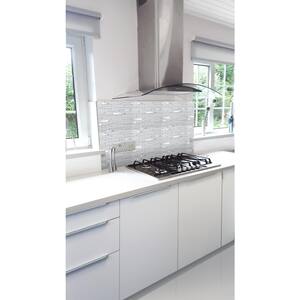 Quartz Linear White Backsplash 3.93 in. x 4.33 in. Linear Joint Polished Metal Mosaic Wall Tile Sample (0.11 sq. ft./Ea)