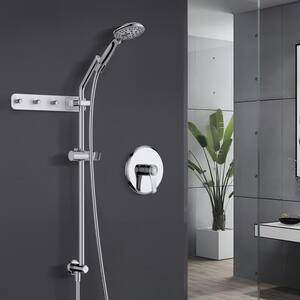 6-Spray Patterns with 4 in. Tub Wall Mount Single Handheld Shower Heads With 1.8 GPM in Chrome(Valve Included)