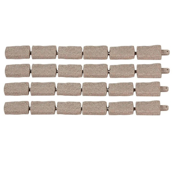 46.5 in. L x 2.2 in. H Faux Stone No-Dig Plastic Landscape Edging with Stakes for Lawn, Garden Bed in Brown
