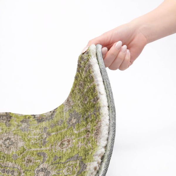 Dream Shag Premium Machine Washable Abstract ADS697 Olive 5 ft. x 7 ft. 6 in. Area Rug