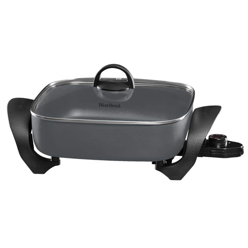 West Bend 12 in. Electric Skillet with Non-Stick Coating, in Gray ...