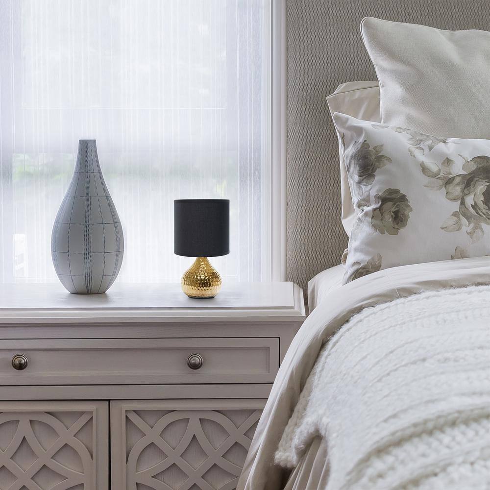 Hammered Gold Drip Mini Table Lamp with Black Shade